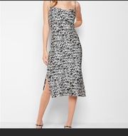 Abstract Print Satin Cowl Neck Midi Slip Dress