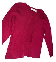 Jaclyn Smith Silk Blend Fuschia Pink Botton Down Cable Knit Cardigan | Size XL