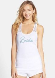 White Blue Bride Glitter Lace Bridal Wedding Racerback Tank Top