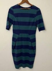 Fossil Stella Dress | Navy & green Striped