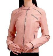 Guess Dusty Pink Faux Leather Racer Jacket Size Small
