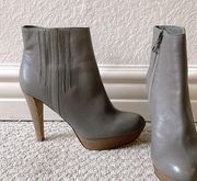 BCBGMAXAZRIA Gray Henley Leather Heeled Booties