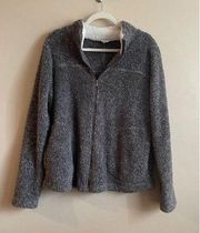 Hem & Thread grey faux fur fuzzy jacket