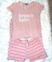 Light Pink Stripe Print Pajama Set