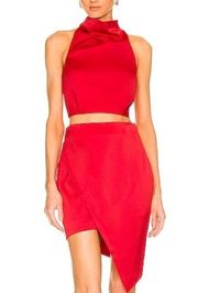 Elliatt Revolve Aaliyah Red 2 Piece Outfit Mini Skirt Cropped Top Sexy Small NWT