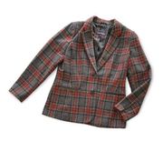 Chadwicks of Boston Gray Academia Plaid Wool Blazer Jacket Size 12