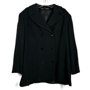 Linda Allard for  Black Double Breasted Button Front Silk Lined Coat