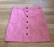 J. Crew Pink Corduroy Skirt 