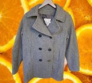 Marvin Richards  Gray Double Breasted Pea Wool Blend Coat Size‎ 8