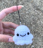 Crochet Happy Ghost Halloween Phone Charm