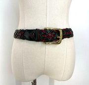 Vintage Lands' End Tricolor Woven Leather Belt 30