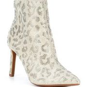 Gianni Bini AnninaTwo Leopard Print Rhinestone Embellished Stiletto Booties