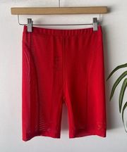 Shane Justin Shorts Womens Small Red High Rise Biker Mesh Festival Rave Summer