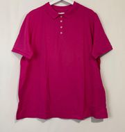 Lands’ End Women’s Plus Size Button Collared Polo Shirt Fuchsia Pink NWOT