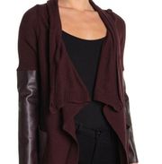 NEW BLANKNYC Faux Leather Trim High/Low Cardigan