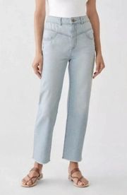 DL1961 jeans Jerry High Rise Vintage Straight Leg Raw Hem Light Wash denim