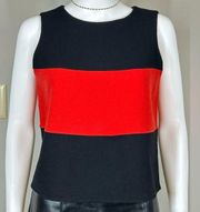 ARMANI Collezioni Red and Black Colorblock Double-Face Crepe Tank