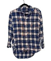 Lauren James Boyfriend Flannel Bleached One of a Kind Button Down