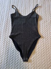 Forever 21 Sparkly Black Tank Top Body Suit