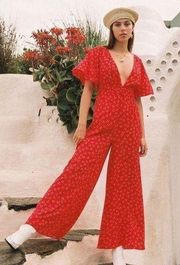 Frida Pantsuit Red Ditsy Doo