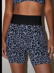 Lulus To the Core Periwinkle Leopard Ribbed High Waisted Bike Shorts Size XS/S