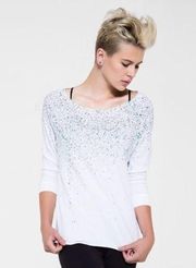 Splits59 Paint Splatter Long Sleeve Raw Hem Shirt