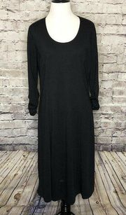 Susan Graver Solid Black Ruched Sleeve Ponte Dress‎