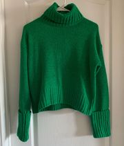 Women’s Small  Poppy Pine Green Chenille Super Soft Turtleneck Sweater