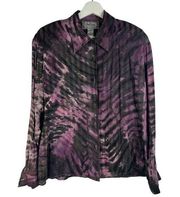 Sophisticates Jonathan Martin Size M Silk Blouse Purple Tie Dye Button Up Womens