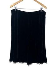 Elie Tahari Skirt Womens 14 Black Velvet Over Knee Midi A-Line Edgy Sheer Trim