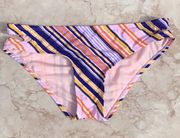 Pink and Blue Colorful Striped  Bikini Bottoms