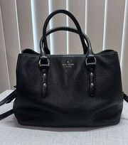 Kate Spade  Women's Black Leather Mulberry Street Lise Satchel & Crossbody Bag