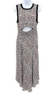 A.L.C. Sandra Cutout 100% Silk Midi Dress Sleeveless Floral Print Pattern 6