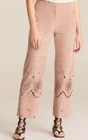 NWT  Suede Pants Laser Cut Ankle Cropped Tan Camel Dusty Rose sz10