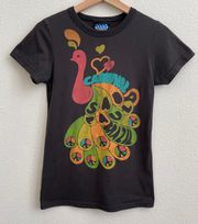 JUNK FOOD Black Rainbow São Paulo, Brazil Carnival Peace Peacock Graphic Tee