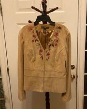 Bandolino tan embroidered 100% suede jacket size 12