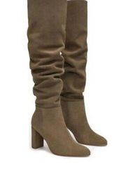 ZARA NWT  Taupe Gray Suede Knee High Boots