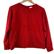 Monrow X Soulcycle Red Crewneck Pullover Sweater with Lace Up Back Small