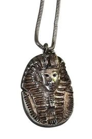 Egyptian Pharoah Head Sterling Silver Pendant Necklace