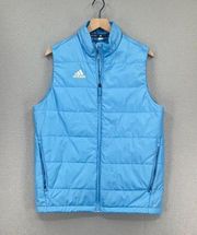 Adidas Puffer Vest Womens Medium Light Blue Zip Front Zip Pockets Lightweight