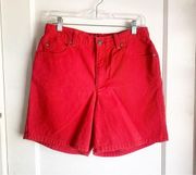 Vintage  Red High Waisted Rise Denim Jean Shorts Size 12 Colorful