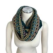 Nine West Fair Isle Green Shimmery Infinity Knit Scarf New