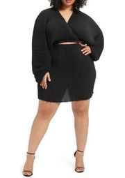 NWT Good American Plissé Sculpted Long Sleeve Cutout Mini Dress, Size 3/4 $150