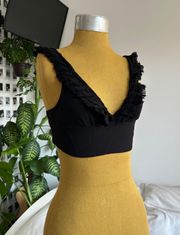 nyc black self tie crop top bralette