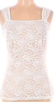 Ruby Ribbon white lace square neck cami tank, size medium