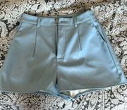 Misguided Blue Leather Shorts