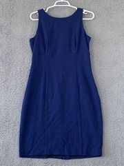 Worthington Women’s Side Zip Blue Sleeveless Round Neck A Line Dress Size 10