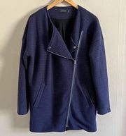 MINK PINK navy blue ribbed quilted moto biker knit jacket