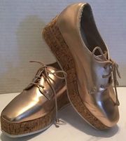 LILIANA Square TOED PLATFORM WEDGE LACE UPS SIZE 9