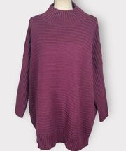 French Connection Mozart Ribbed High Neck Sweater Purple Women's Large NWOT